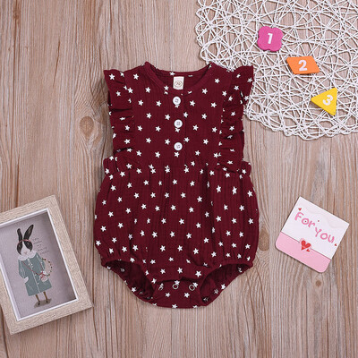 

Newborn Kids Baby Girls Clothes 4th of July Stars Print Romper Bodysuit Outfits