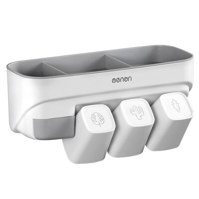 

Menen Toothbrush Rack Wall Mounted Toothbrush Holder Toothbrush Cup Organizer Toothbrush Slots Toothbrush Storage Rack for Washroo