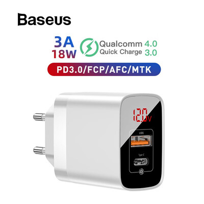 

Baseus PPS Digital Display 18W quick Charger for iPhoneHUaweiSamsung portable wall charger for travel
