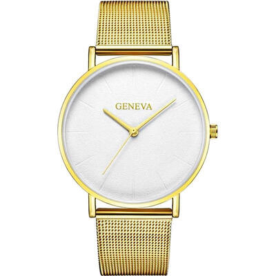 

Hot Fashion Mens Luxury Watch Stainless Steel Analog Quartz Mesh Band Wristwatch Male Minimalist Black Watches White Clock