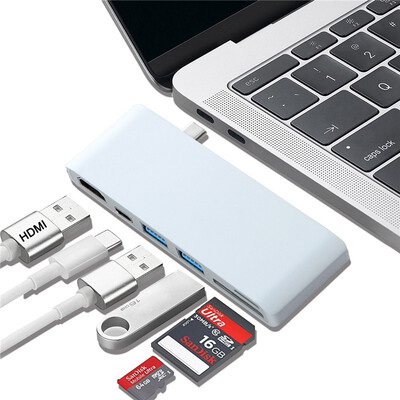 

6 in 1 USB 31 Type C To HUB Adapter 4K High-Definition 2-Port USB 30 USB-C Charging With SD TF Adapter Cable for Notebook Pro