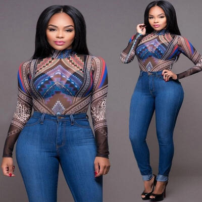 

Womens Long Sleeve Bodysuit Leotard Bodycon Bandage Jumpsuit Romper Top Blouse