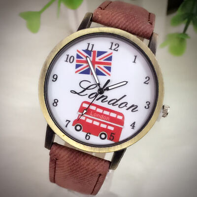 

Vintage bronze student watch men&women flag car number
