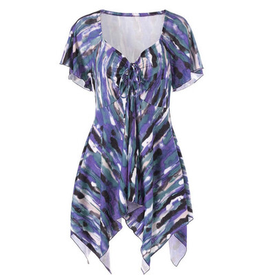 

Nomeni Women Flowers Printing T-Shirt Short Sleeve Casual Tops Blouse
