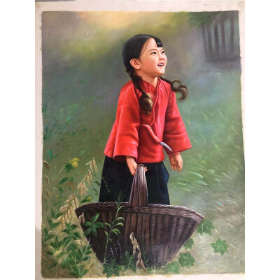 

Ou Ji Oil Painting beautiful little girl 18107