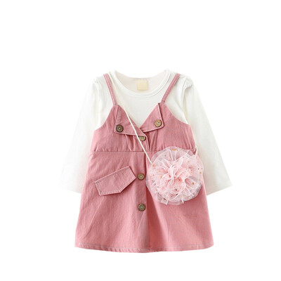 

Girls Dresses New Brand Autumn Princess Dress Kids Clothes Baby Girls Clothes Cute Bag 2pcs