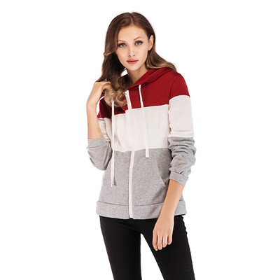 

Roseonmyhand Women Long Sleeve Autumn Winter Patchwork Zipper Hoodies Top Blouse Tracksuits