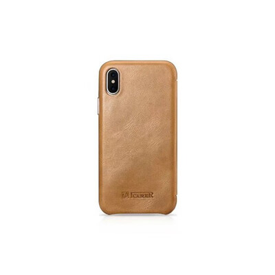 

New Original ICARER for iPhone Xs Handmade Retro Genuine Leather Case For iPhone Xs Vintage Leather Case For iPhoneX Xs Flip Cover