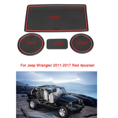 

4pcsset Car Storage Box Cup Holder Interior Non-slip Groove Pad Mat Replacement For Jeep Wrangler 2011-2016