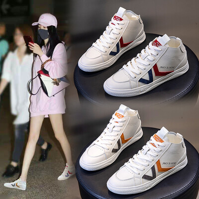 

Small white shoes female new autumn&winter leather high to help Korean version of the wild