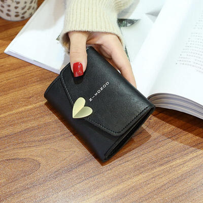 

Love Small Womens Wallet Purse Folding Student Change Coin Wallet Female Short Paragraph PU Leather Wallet
