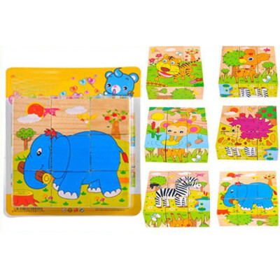 

Gotoamei Children Wooden 9 Blocks Six Sides Building Blocks Dimensional Puzzle