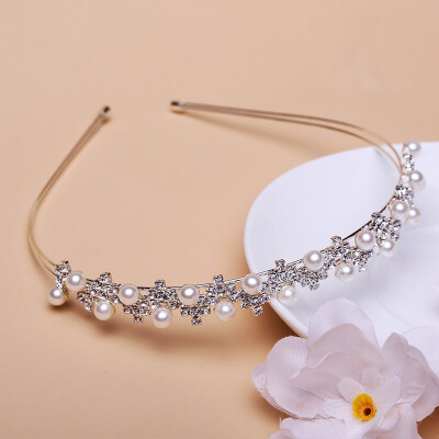 

Teague rhyme childrens hair accessories imitation pearl headband girl tiara baby headband girls rhinestone hairpin princess crown