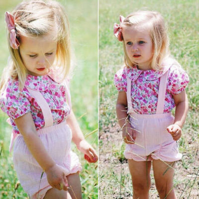 

Toddler Baby Girl Ruffle Tops Shirt Tutu Pants Shorts Floral Clothes Outfits Set