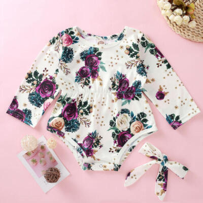 

CA Newborn Infant Baby Girl Flowers Clothes Long Sleeve Romper Jumpsuit Outfits