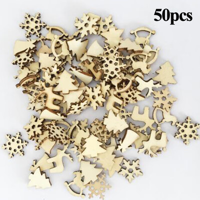 

50Pcs DIY Craft Christmas Xmas Wood Chip Hanging Pendant Ornaments Decor Home