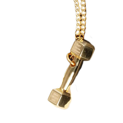 

New Couple Pendants Personalized Sports&Fitness Lovers Jewelry Men Titanium Steel Dumbbell Barbell Necklace