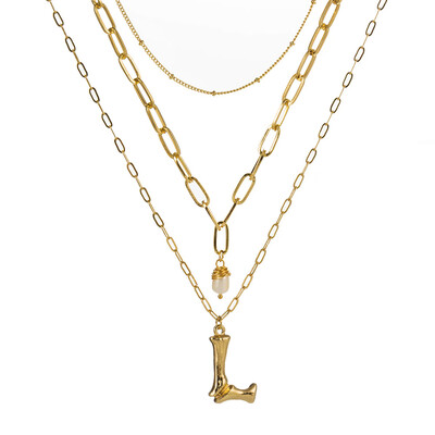

natural freshwater pearl A-Z 26 Initial Pendant Letter Necklace For Women Gold Letter Wholesale Jewelry Gift for Love Friends