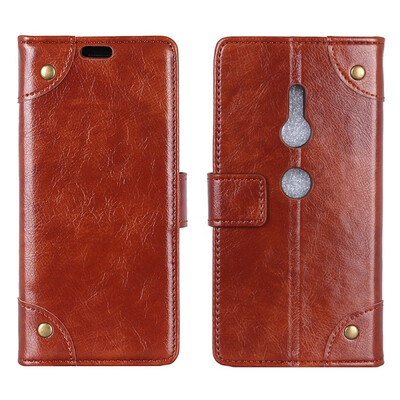 

MOONCASE Sony Xperia XZ2 copper buckle nappa leather case - brown