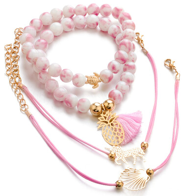 

4 Pcs Anklets Bracelets for Women Adjustable Handmade Hawaiian Shell Bracelet Beach Foot Jewelry