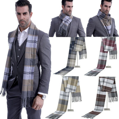 

Mens Fine Soft Thermal Scarf Check Plaid Warm Winter Shawl Neck Wrap Long Scarf