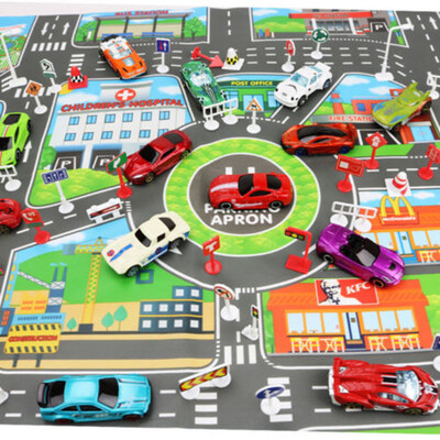 

YIWULAKids Play Mat City Road Buildings Parking Map Game Scene Map Educational Toys