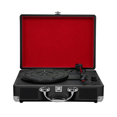 

Turntable With Speakers Vintage Phonograph Record Player Stereo Sound Black EU-type