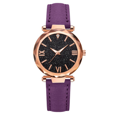 

Roman word scale ladies watch starry pu with fashion personality watch
