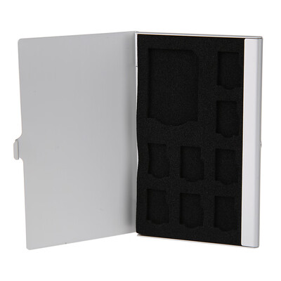 

Monolayer Aluminum 1SD 8TF Micro SD Cards Pin StorageBox Case Holder