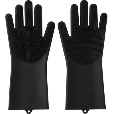 

Toponeto New Magic Reusable Silicone Gloves Cleaning Brush Scrubber Gloves Heat Resistant