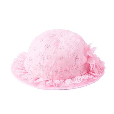 

Baby Sun Hat Princess Breathable Cute Flower Decor Lace Brim Fisherman Caps