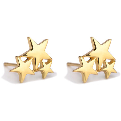 

Simple Three Linked Star Stud Earrings Women Minimalist Fashion Jewelry Gifts