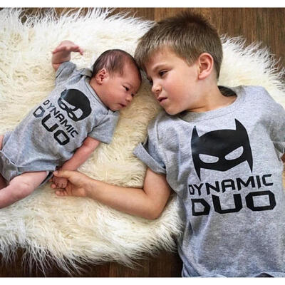 

Batman Big Brother T-shirt Little Brother Baby Boy Romper Summer T Shirt Tops Matching Set