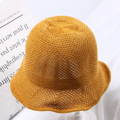 

Korean folding sunscreen fisherman basin hat childrens hat spring&summer solid color curly edge shading knitted gift hat