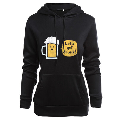 

Women Lets Get Drunk Print Hoodie Funny Hooded Sweatshirt Sweater Pullover Tops