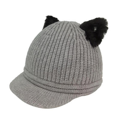 

Fashion Kids Girls Winter Warm Hat Cat Ear Peaked Cap Casual Knitted Hats