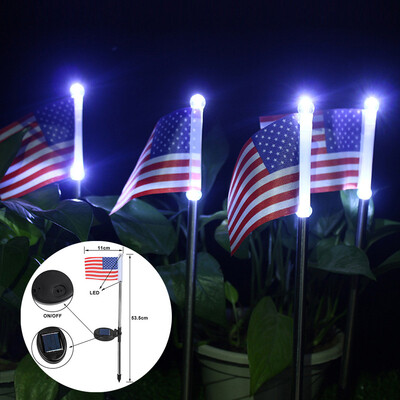 

〖Follure〗2PC Solar Light Power American Flag LED Outdoor Garden Path Landscape Lamp Decor