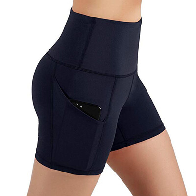 

Tailored Womens High Waist Yoga Pocket Short Abdomen Control Training Running Yoga Pants