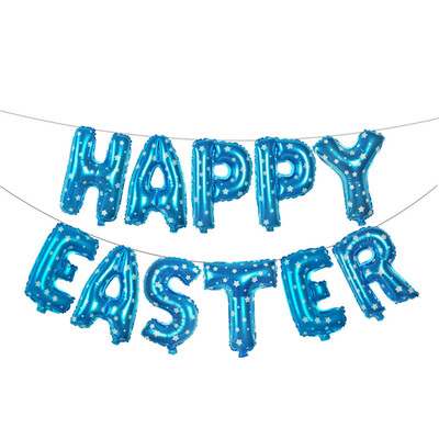 

Toponeto 16 inch Large Happy Easter Foil Balloon Set Banner Bunting Party Decoration