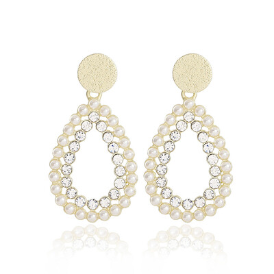 

Women Diamond Pearl Love Heart Pentagram Round Water Drop Shape Earrings Jewelry