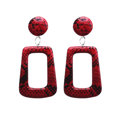 

EK630 Oversize Vintage Drop Earrings for Women Large Geometric Statement Earrings PU Snake Skin Pendant Earrings Fashion Jewelry