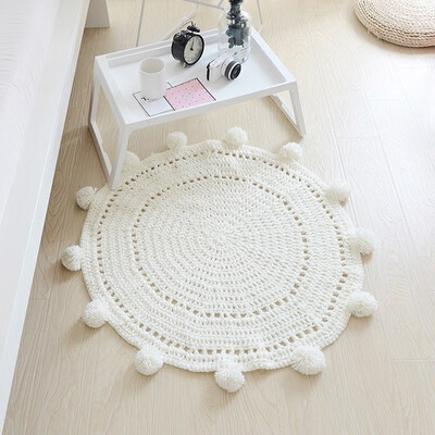 

Handmade Knitted Ball Mats Blanket Bed-folded Mats Knitted Wool Blankets Large Size 80cm Diameter