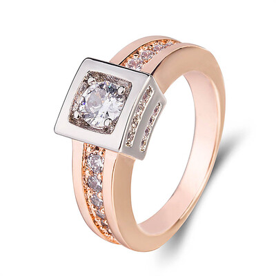 

Ladies Cocktail Rings Gold Plated Cubic Zirconia Wedding Engagement Statement Ring Diamante Jewelry For Women
