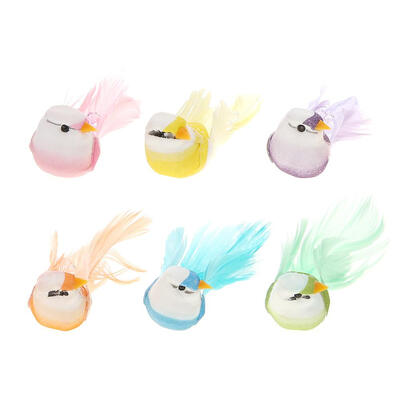 

6pcs Foam Feather Artificial Imitation Birds Magnet Model Garden Ornament