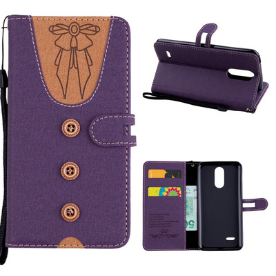 

MOONCASE LG K8 2017 stitching embossed womens leather case - purple