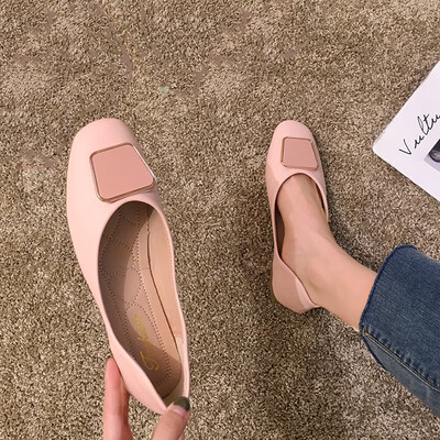 

Single Shoe Lady Xia Han Baitao Shallow Flat Bottom Grandma Shoes Soft Bottom Metal Button Fairy Windshield Lady Shoes