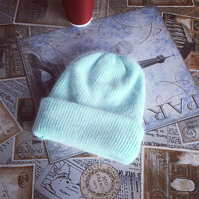 

Japanese Angora Rabbit Hat Women Crimping Knit Hat Autumn&Winter Turtleneck Hat Couples Thicken Cold Hat Tide