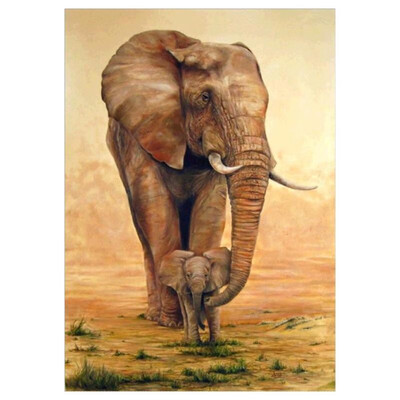 

Feeding Elephant 5D DIY Full Drill Round Diamond Painting Embroidery Kits