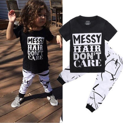 

Toddler Girls Kids Summer Outfits Clothes Casual T-shirt TopsPants 2PCS Set