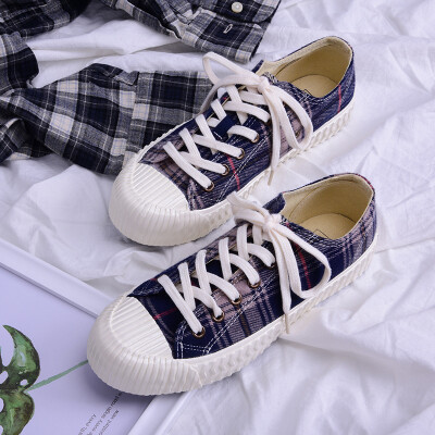 

Siyi Mistery 2019 autumn new plaid shoes women canvas shoes student biscuit shoes wild casual shoes